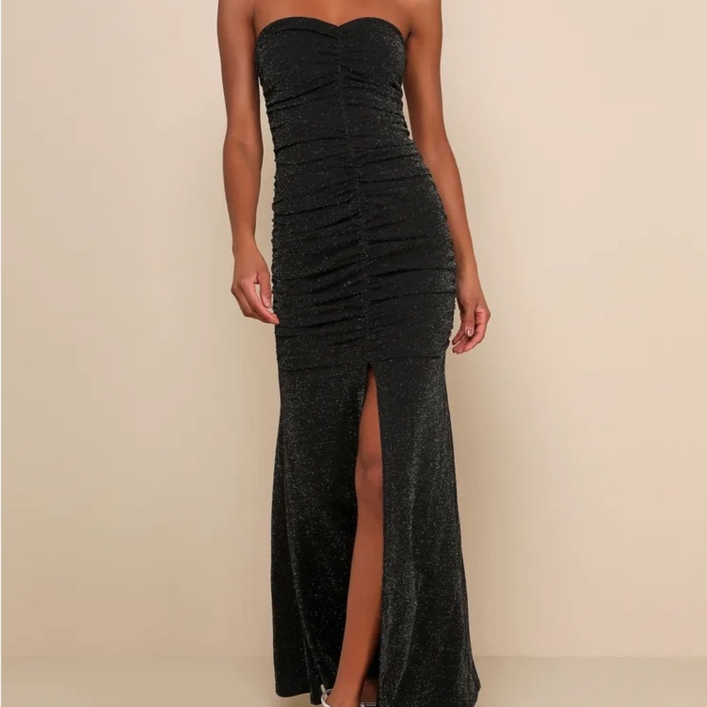 Lulus Long Dress, Black Glitter, XL, NWT
